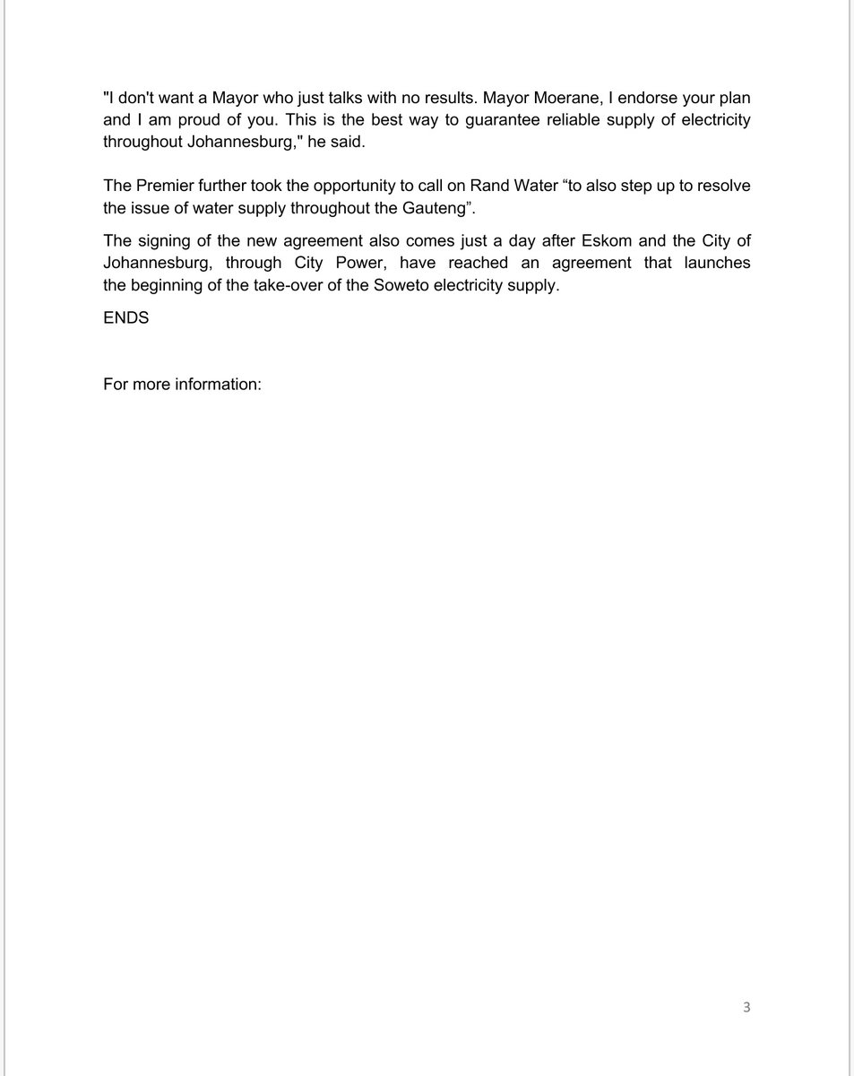 CityofJoburgZA's tweet photo. #JoburgUpdates

STATEMENT: Mayor signs deal to resolve Joburg electricity problems #SaveEnergyJHB 💡^GZ https://t.co/qVDK5Ts1vX