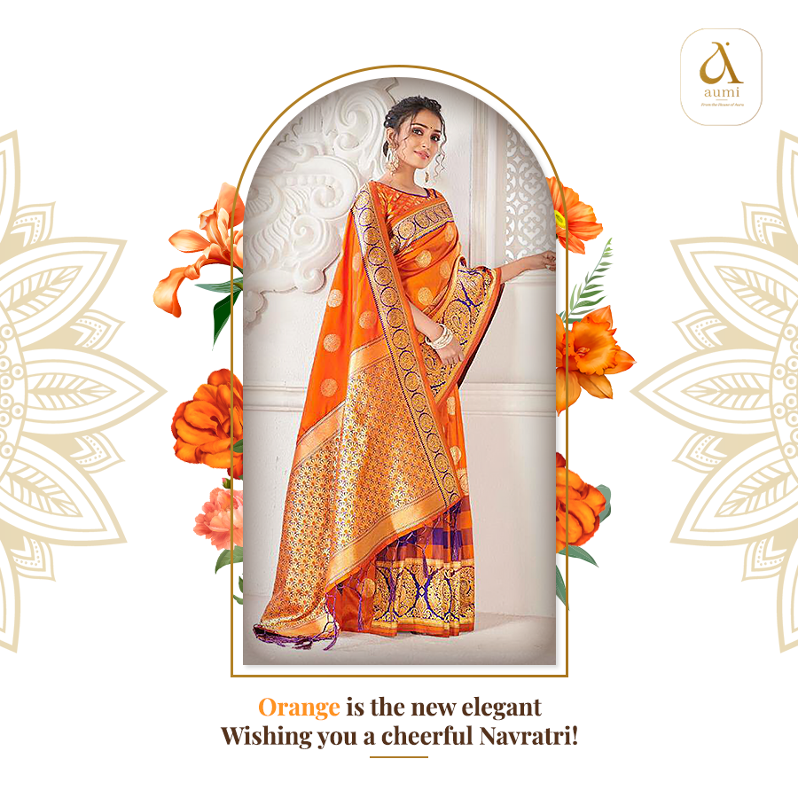 aumiindia's tweet photo. Orange for energy, orange for happiness.
A color that signifies the dawn of happiness with a touch of Aumi elegance is all that you need to begin these joyous celebrations!
#ColorsOfNavratri
#AumiNavaratriCollection #FestiveCollection #sarees #saree #sareelove #sareelovers https://t.co/xG99F9VDAT