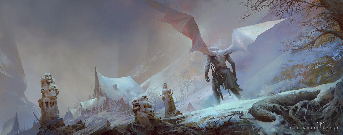 Ariaszd's tweet photo. A short bio of me:
I'm aria and I've been working in this industry about 12 years or more, as a concept artist I work for creative assembly @CAGames, mohawkgames @mohawkgames and cmon games @CMONGames.
Here is one of my personal projects named the white beast. https://t.co/SWYmA7RVxg