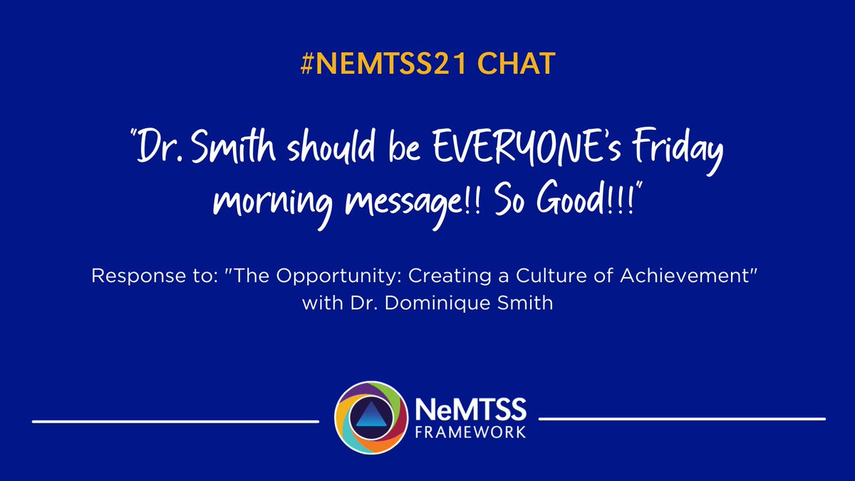 NeMTSS's tweet photo. Feeling inspired this morning? ✨ Dr. Dominique Smith (@domsmithRP) shared such a powerful message on how to create a culture of achievement! #NeMTSS21 https://t.co/jKxjIr2QIn