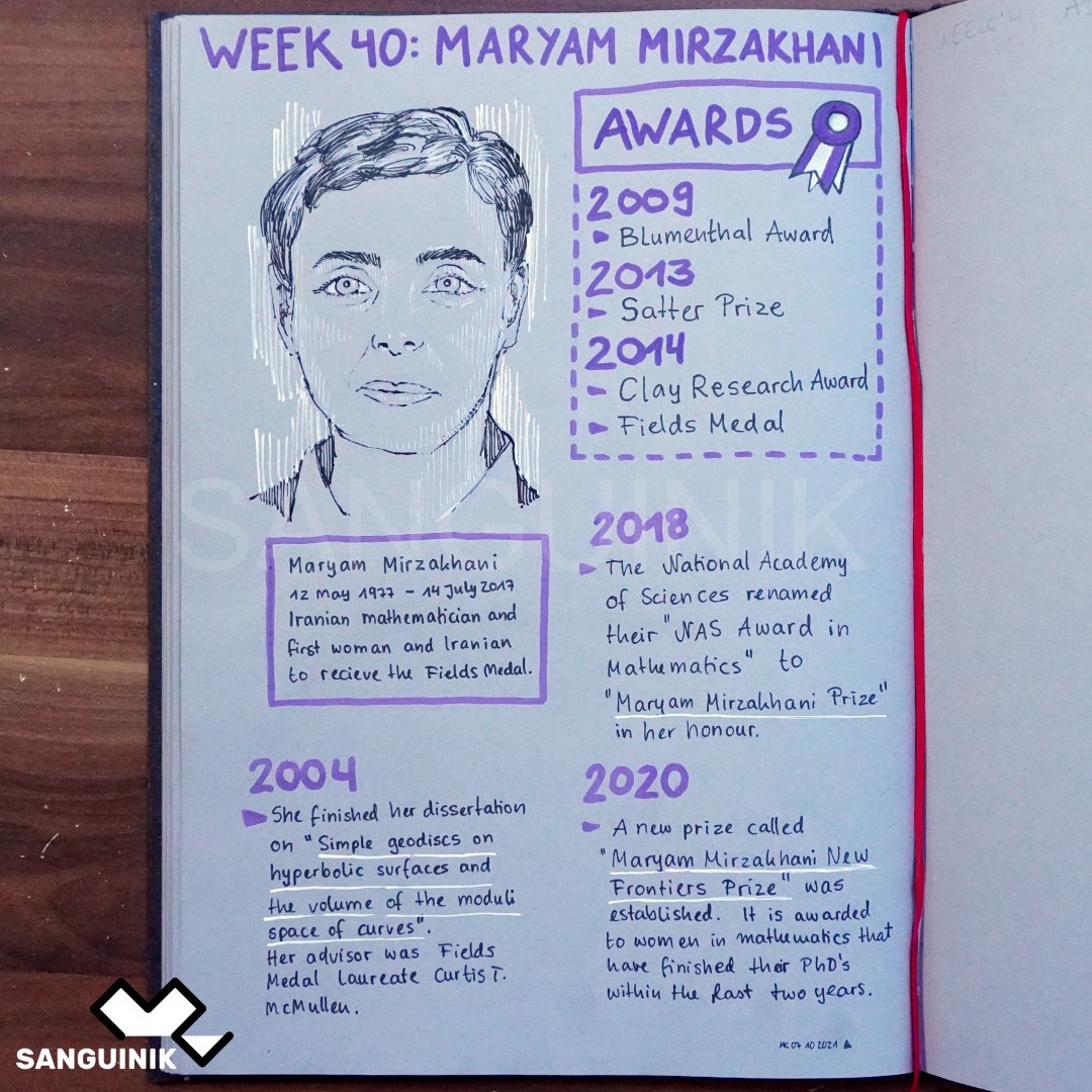 SanguinikDE's tweet photo. We start women in maths month of #mathyear with Week 40: Maryam Mirzakhani #WomenInSTEM #mathart #Sciart https://t.co/JuMzNycr4E