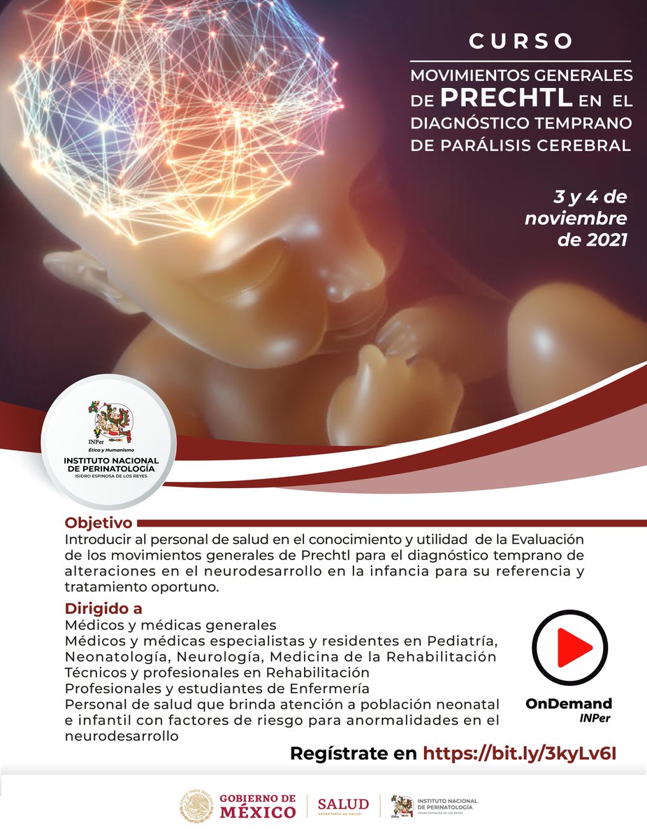 INPer_mx's tweet photo. #CursoINPer
MOVIMIENTOS GENERALES DE #PRECHTL EN EL #DIAGNÓSTICOTEMPRANO DE #PARÁLISISCEREBRAL
Regístrate en https://t.co/CAVYYMKq1r https://t.co/LkQ0PYHP5B