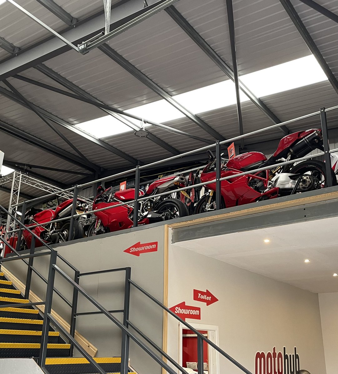How we roll. #ducati916 #ducati999 (one of 2) #ducati1098 in our showroom for sale. We are having an open day tomorrow. <a href="/PerCupCoffeeCo/">Per Cup Coffee Co</a> barista coffee and food as well as classic BSB championship winning bikes plus much more. Stoke on Trent. Be there or be… #openday #Motomorini