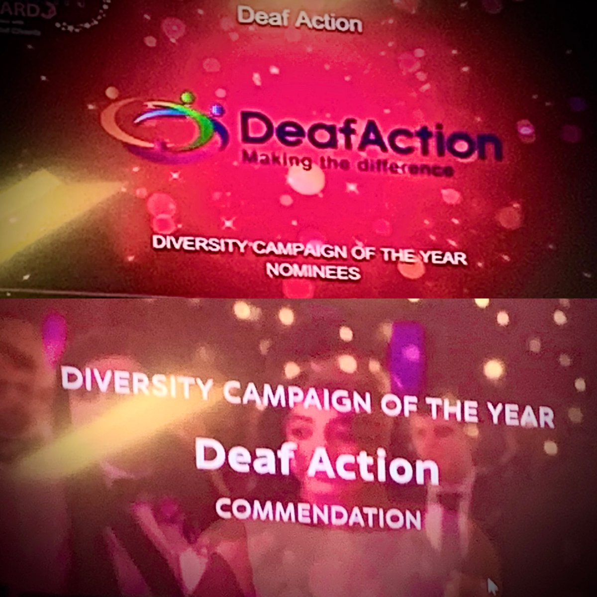 DeafAction's tweet photo. We thoroughly enjoyed the @HeraldEvents #scotdiversity awards last night! Well done to all the winners ๐
We took home a commendation award for our #ClearMasksForAll campaign๐ฆ https://t.co/CKbbw1GI0d