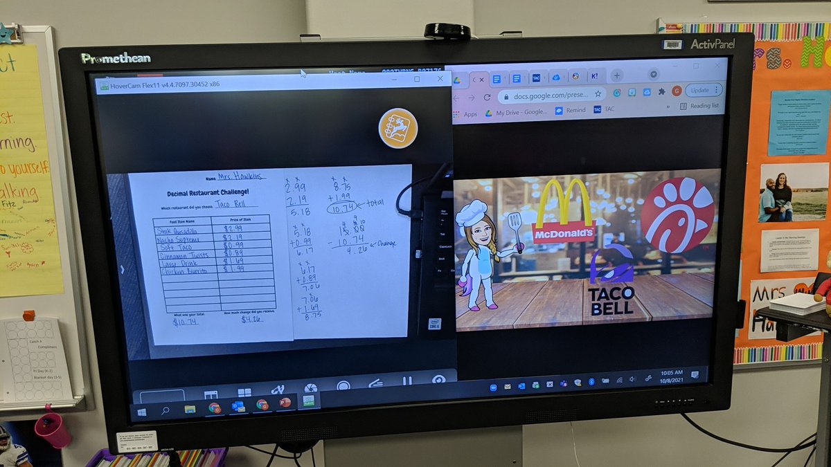 Gphawkins21's tweet photo. Yummy! The kids are putting together an order from their fav fast food restaurant and finding their total and change! Decimals in action! #growinglieders #mathisourjam @CFISDLieder https://t.co/HgEFFCv93p