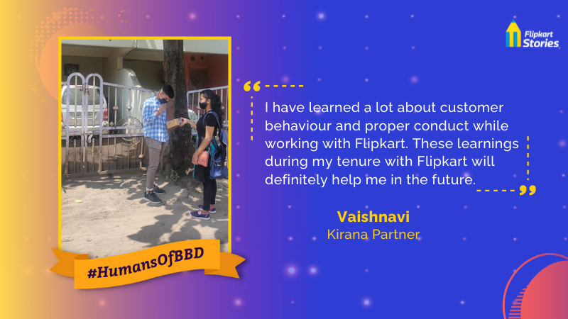 FlipkartStories's tweet photo. #HumansOfBBD Vaishnavi not only manages her godown, she is also the source of pride to her single mother with whose support she makes deliveries as a @Flipkart #kirana partner. She’s now empowered & saving for college! Read her story: https://t.co/FCWjZ4FlJU #BigBillionDays https://t.co/XCTEd1lpac
