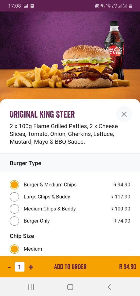 iexposureSA's tweet photo. @SteersSA why do you have a coke in the picture if its not part of the meal? This is misleading to customers. https://t.co/KXvsin6ScY