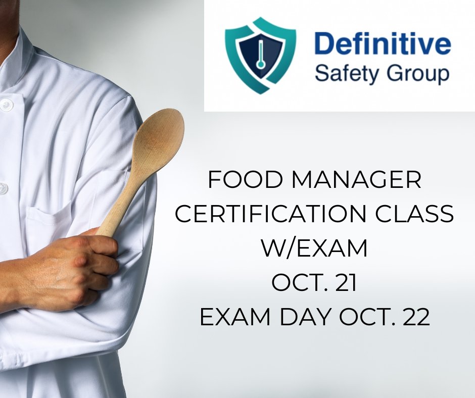 definitivesg's tweet photo. If you were unable to make today's #food manager certification class, you're in luck, we have another day scheduled on Oct. 21 with exam day on Oct. 22. Register today so you won't miss this second opportunity https://t.co/A7v3AbW8dO. #foodsafetyeducation #BlackOwnedBusiness https://t.co/J7CPphztB5