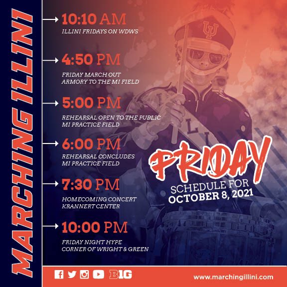 MarchingIllini's tweet photo. Get HYPED for HOMECOMING! Join us today!!! 🔶🔷 https://t.co/3VmYVA19nx