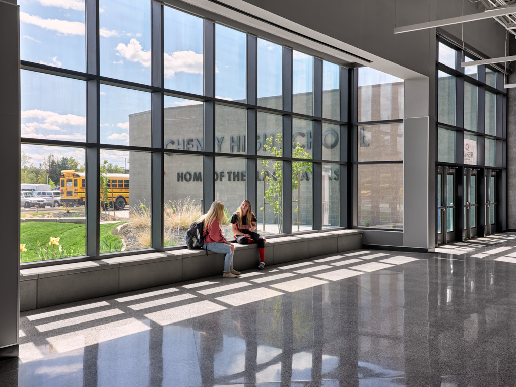 LydigConstruct's tweet photo. Check out these photos of @CheneyHS ! Designed by @ALSCArchitects, this new 94,000 SF addition includes 18 new classrooms, a 500 seat Auditorium, Fitness Center,  STEM wing addition, new added elevator and new green houses.

Photos by: @tonyroslund 

#Lydig #Communitybuilder https://t.co/uuhm5waik6