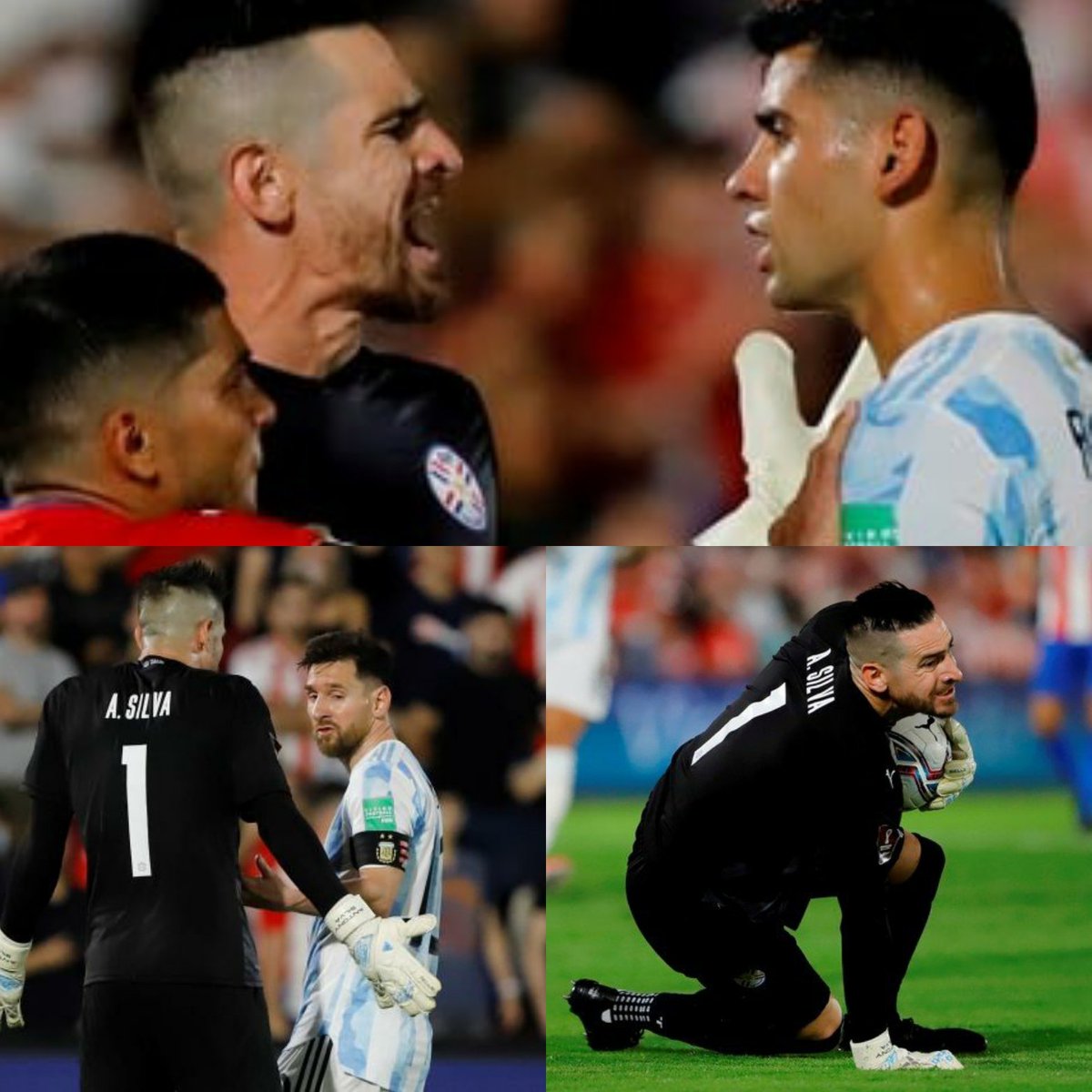 sentiazulgrana's tweet photo. Antony Silva. 
A Cristian Romero: "Estaba ayudando a tu compañero a levantarse y viniste a desafiarme vos que ni tenés 5 partidos en tu selección pelot*do"
A Messi: "Pensás que quiero comer hora? Yo quiero ganar el partido! "
A Otamendi: "Levantate, C*gón, Maric*n!" https://t.co/tLGy4JPfaX