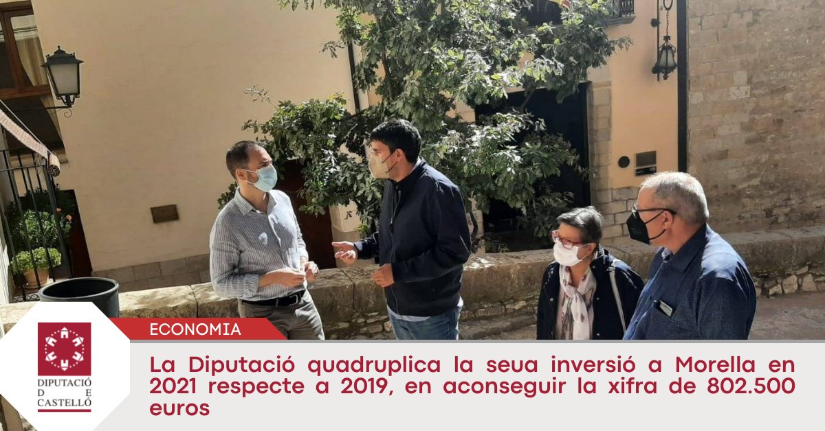 dipcas's tweet photo. 💶 El diputat de Cooperació, @ximohuguet, ha destacat durant la seua visita a #Morella que la Diputació progressista ha quadruplicat la seua inversió en la capital dels Ports des de 2019 fins a arribar als 800.000 €.

ℹ https://t.co/MclEOb8qeK 

#Reactivem135 https://t.co/LwyXu9LB7y