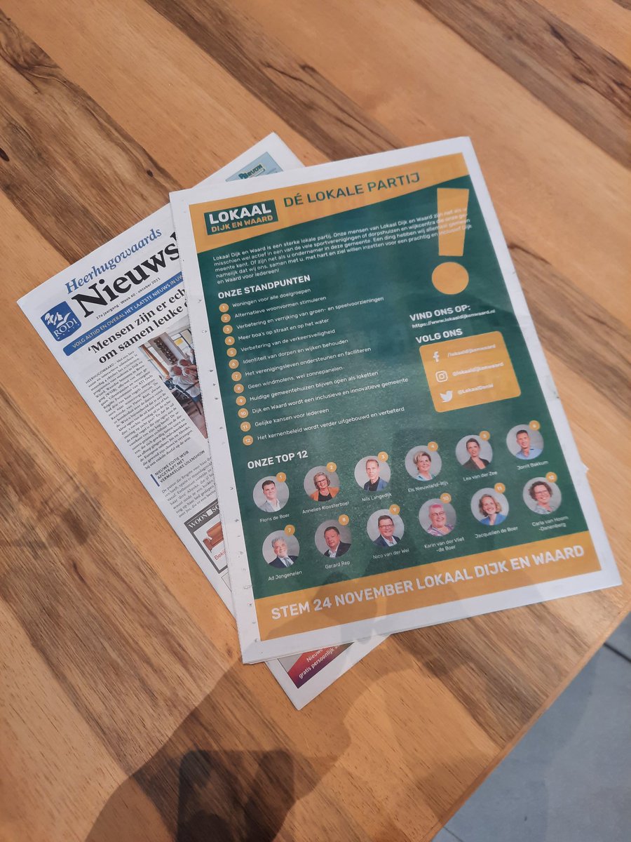 Yes we hebben de achterpagina gehaald!! #lokaaldijkenwaard <a href="/LokaalDenW/">Lokaal Dijk en Waard</a> #gemeentedijkenwaard #heerhugowaard #langedijk #gemeenteraadsverkiezingen #24novemberstemmen <a href="/borisdefloer/">Floris de Boer 🌪️</a>