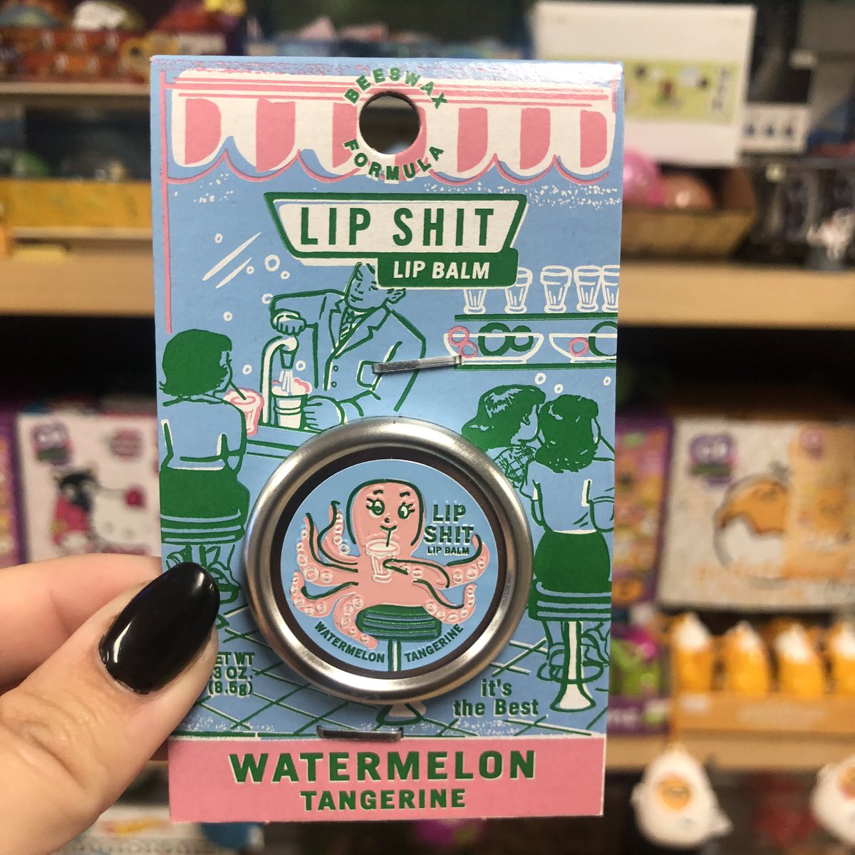ubercoolstuff's tweet photo. Blue Q Lip Shit lip balm made from beeswax in delicious flavors. Packaged in an adorable tin with embossed graphics. #shop519 #getdtl #blueq #lipshit #lipgloss #lipblush #giftidea #shoplocal #shopsmall #londonontario https://t.co/tfHbQAE81T