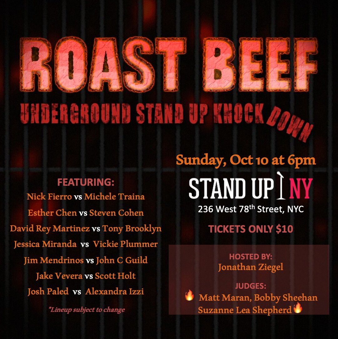 JonnyZComedy's tweet photo. We got a hot one on Sunday!
DM me for discount tickets!
#LetsBeef #EverybodyEats https://t.co/eFdrq2X7Ps
