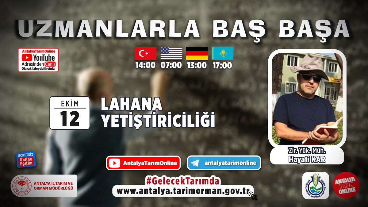 #UzmanlarlaBaşBaşa-99

#CANLI

Samsun Karadeniz Tarımsal Araştırmalar Enstitüsü'nden

Araştırmacı Zir.Y.Müh. Hayati Kar'la

🔹Lahana Yetiştiriciliği

Grup

chat.whatsapp.com/KnTWv5CBz1U9qk…

#GelecekTarımda
#TarımAntalyada

#AntalyaTarımOnline

<a href="/gokhankaraca_/">Gökhan Karaca</a> <a href="/ersinyazici1/">Ersin YAZICI</a> <a href="/bekirpakdemirli/">Dr. Bekir Pakdemirli</a>