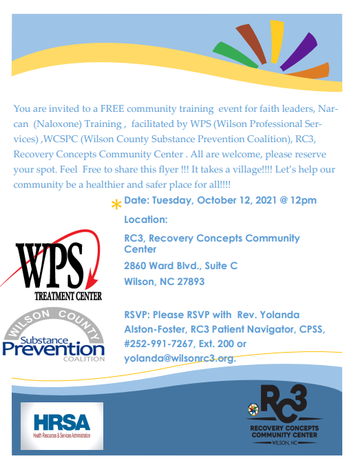cooper_suggs's tweet photo. Join RC3 next week to learn how to administer Narcan and help keep our community safe! #OneWilson https://t.co/vVwWFKw0pH