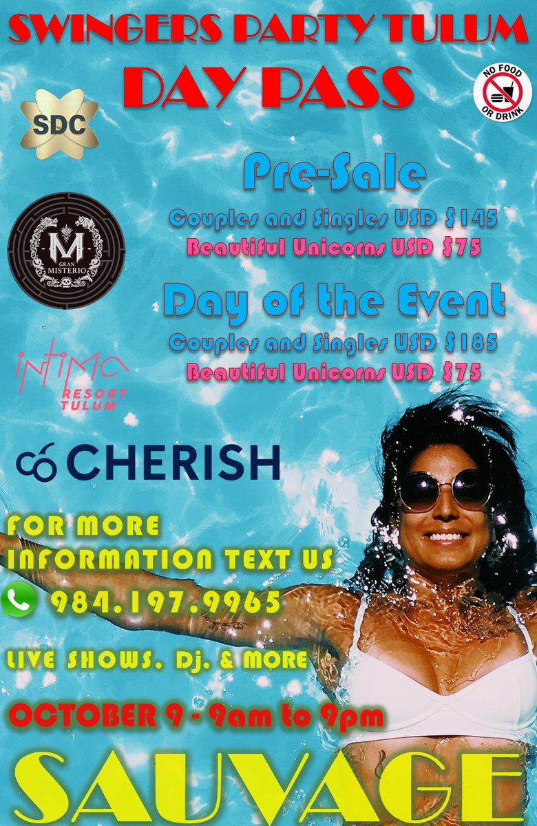 SauvageTulum's tweet photo. TOMORROW be part of the best #SWINGER event of the year in #TULUM @IntimaResort

Sponsored by @CherishOficial &amp; @IntimaResort

#SexyWife  #Cancun #nude  #Putiesposa #DAYPASS #naughty #couples  #swingerscancun  #nudismo #cuckold #PAREJACUCKOLD #ParejasReales #ParejasSwinger https://t.co/ewPRteIz2d