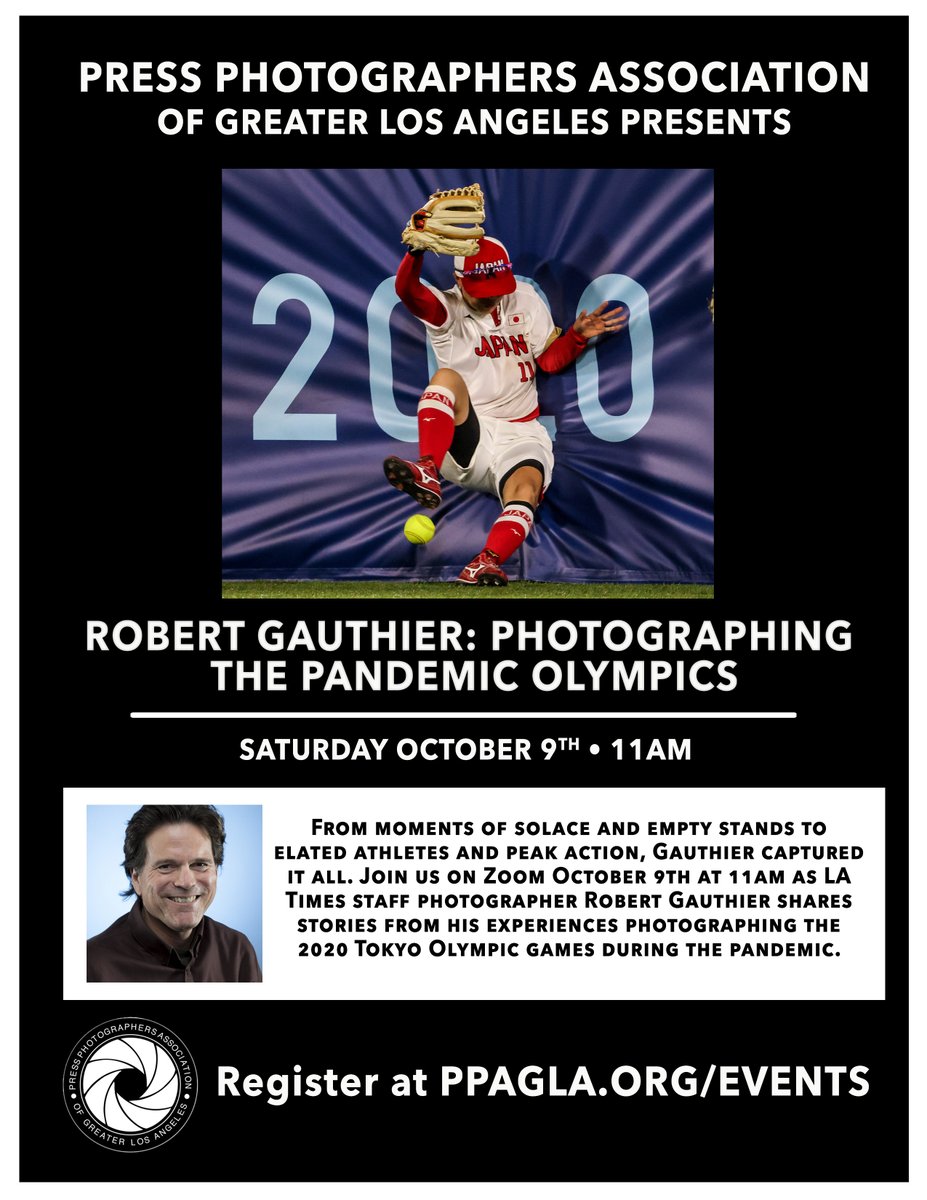 PPAGLA's tweet photo. Tomorrow! Be sure to sign up so you can hear Robert Gauthier of the LA Times (@rgaut999)  discuss his experience photographing the pandemic olympics in Tokyo. 

Don't miss out! Sign up today to get a link to the webinar tomorrow: https://t.co/wB80hoUHEf https://t.co/BbCVgtGOM4