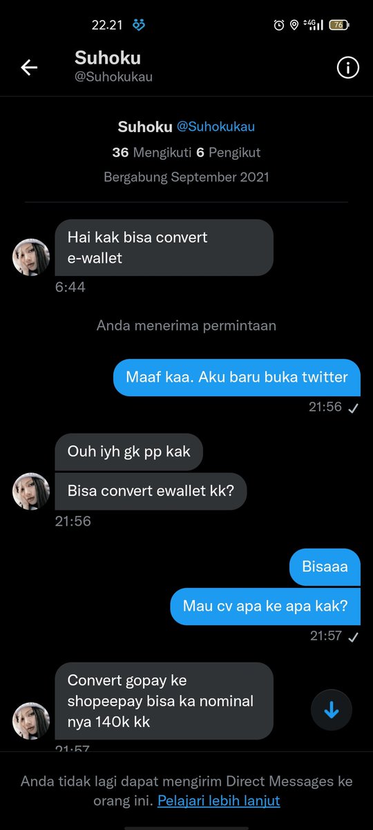 dienabebeh's tweet image. Guyss, aku hampir kena tipu wkwk. Dia mau CV tapi gamau pake QRIS. Kocakdah. Pas ketauan mau nipu langsung ngilang. Bantu RT guysss #zonauang