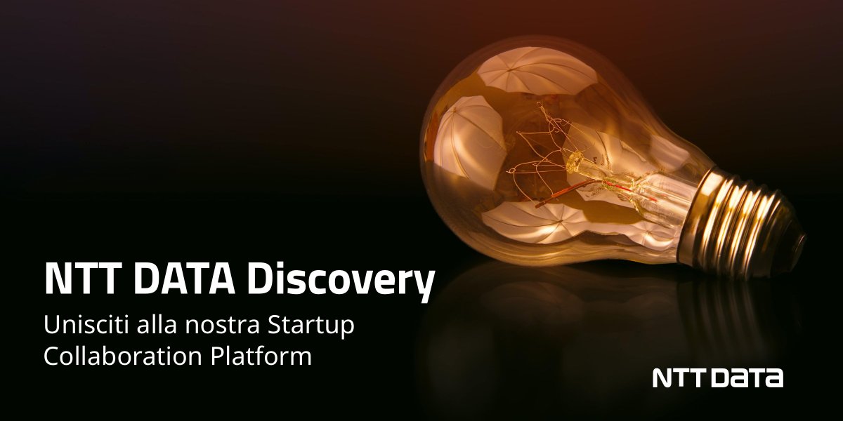 NTTDATA_IT's tweet photo. 💡Sei una start-up e vuoi metterti in gioco? 
Unisciti alla nostra piattaforma #Discovery e scopri le nostre #challenge come quella nata in occasione del Social Football Summit: Up Soccer NTT DATA!
👇
https://t.co/zmzJp88Ij4

#IoT #VR #AR #eCommerce #NTTDATA https://t.co/53l4RMx5zy