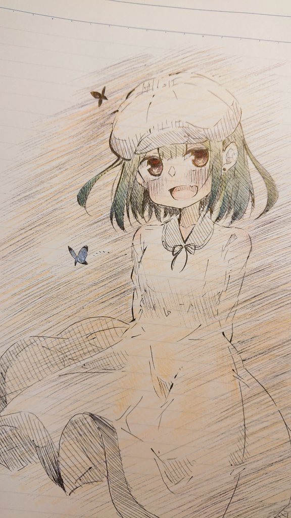 ボールペン一発描き ちょっと色塗りしました D 絵クロマンサー いなずま のイラスト
