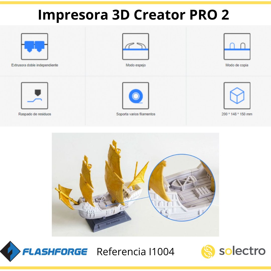 solectroshop's tweet image. Creator PRO 2 es la mejor opción para una mayor calidad junto a un funcionamiento más sencillo.

➡️ Out of the box
➡️ 2 carretes
➡️ Diseño anti-raspado
➡️ Amplia compatibilidad de filamentos

solectroshop.com/es/impresoras-…
#Flashforge #Ceatorpro #creatorpro2 #impresora3d #3dprinter #PLA