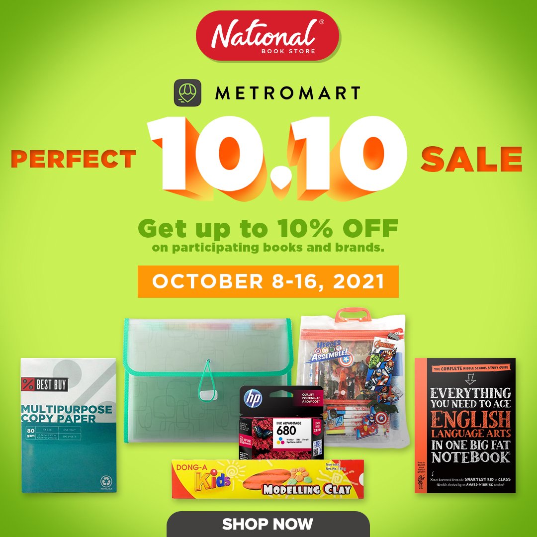 nbsalert's tweet photo. Shop from National Book Store through Metromart this 10.10 and get up to 10% OFF! Order essential supplies for your distance learning and work from home needs from nearby branches.

Shop on https://t.co/zsAw7uJMse or download their app today! #Metromart #NBSeveryday https://t.co/5Tayfg2Y3M