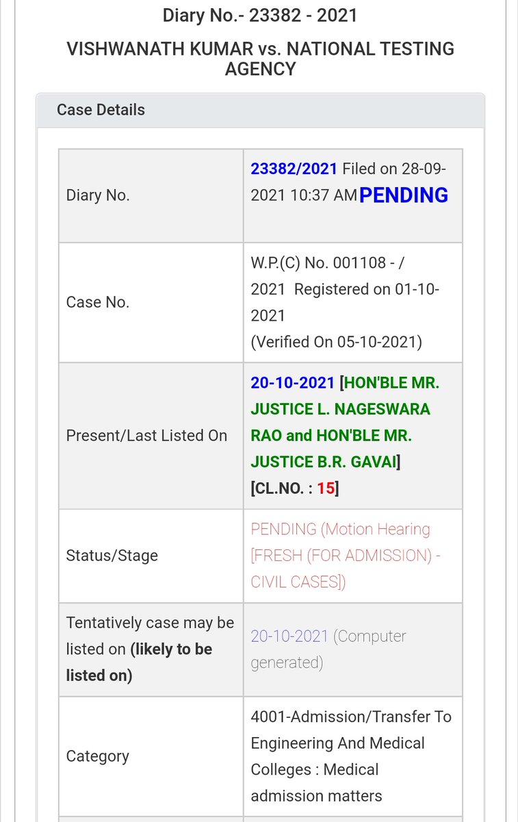 All_in_one_Newz's tweet photo. Writ Petition challenging #NTA to conduct #RENEET is pending, likely to be heard on 20th October. Earlier a petition regarding the same was dismissed by the Supreme Court. Let's hope for the best in this case. #FAIRNEET #BoycottNTA https://t.co/Prlh8LFVDg