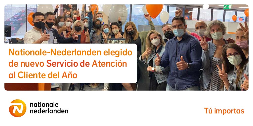 👏 ¡Lo hemos logrado un año más!

<a href="/nn_espana/">Nationale-Nederlanden</a> ha sido elegida  'Servicio de atención al cliente del año' en las categorías de Seguros de vida y Banca Online 🧡

Seguimos trabajando para ser mejores cada día 💪

¡Enhorabuena, equipo!