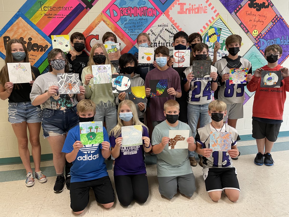 NewCenturyMS's tweet photo. In connection with “Dot Day,” students released their creative potential by creating pictures with dots created by other students. Making their ‘mark,’ students overcame adversity to flourish! https://t.co/KtuVKvcuBZ