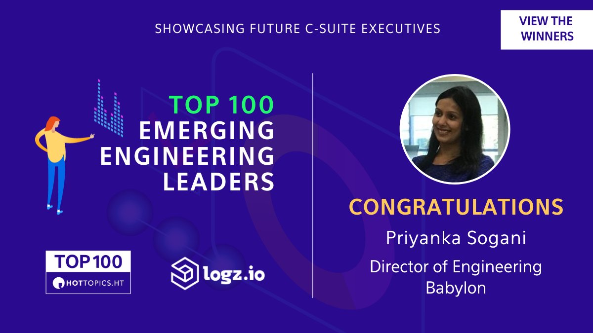 HotTopicsHT's tweet photo. Priyanka Sogani is the Engineering Director at @babylonhealth, a digital health and hospital care platform, based in the UK.
View the #EE100 here: https://t.co/BmCfZGz5pa
Partnered with @logzio. https://t.co/jWlLt6SqaV