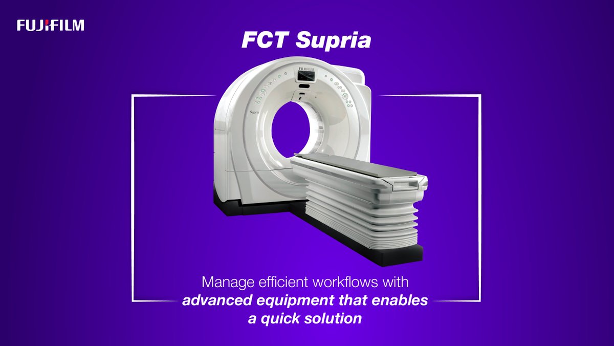 Fujifilm_India's tweet photo. FCT Supria enables high speed, whole body scanning with sub-millimeter slices. Get high resolution images in a single breath-hold, thereby making your work more efficient than before!
#NeverStopHealthcare #FujifilmCorporate #ValueFromInnovation #Technology #CTScanImaging https://t.co/1EovbyWurD