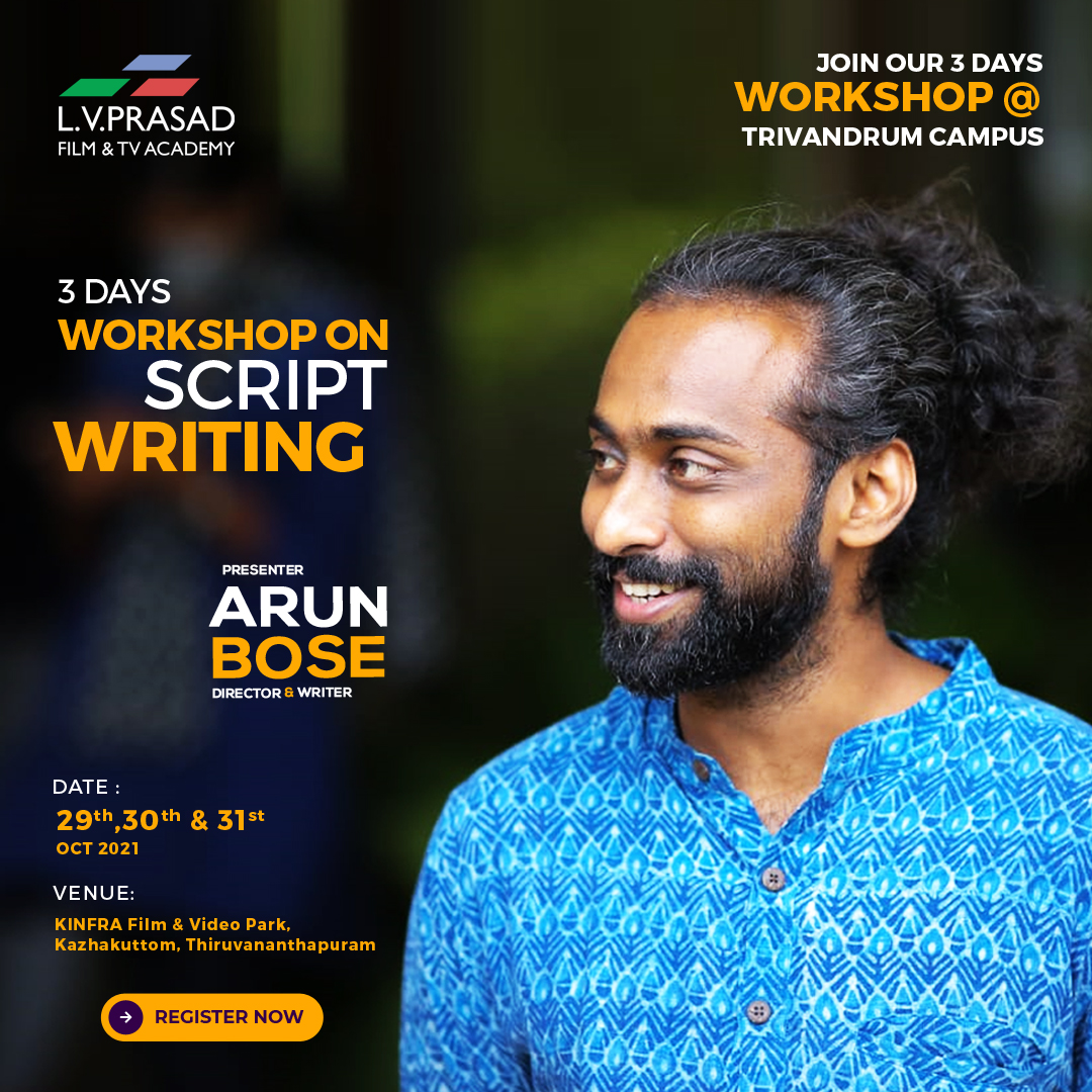 lvprasadcollege's tweet photo. 3 Days Workshop on Script Writing by Mr. Arun Bose at LVPA, Trivandrum from 29th to 31st Oct 2021.

For more details: Call @ +91 8086001140

#workshop #scriptwriting #scriptwritingworkshop #scriptwritingclass #StudioBinder #FinalDraft #Celtx #arunbose #director #screenwriterslife https://t.co/OFPKrIQJ63