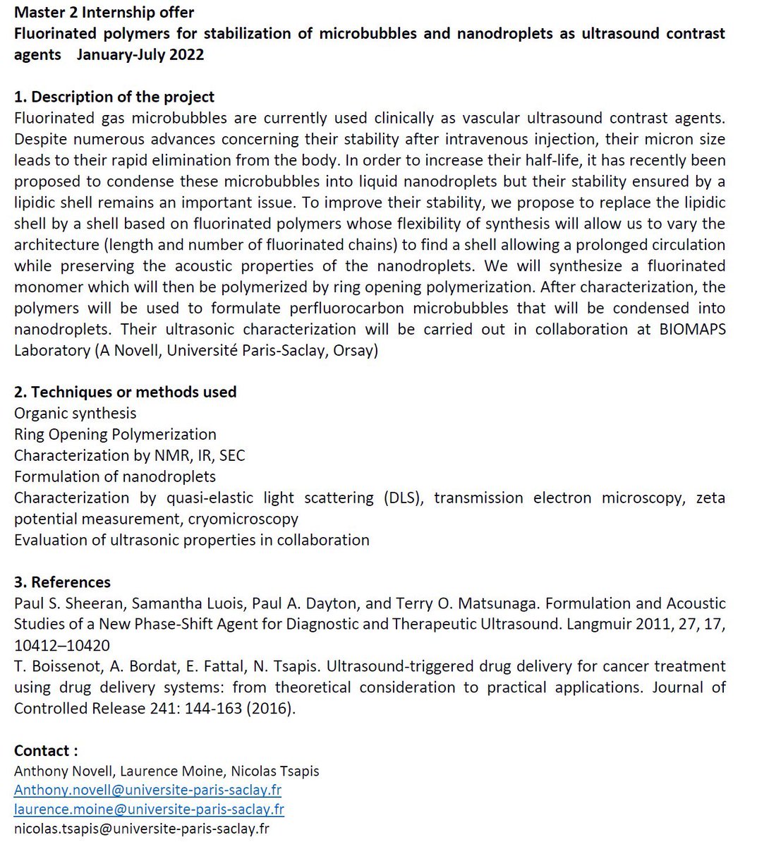 ggg (@ntsapis) on Twitter photo Looking for an intern on fluoribated polymers. January- july 2022 <a href="/umr8612/">Institut Galien Paris-Saclay (IGPS)</a> Looking for an intern on fluoribated polymers. January- july 2022 <a href="/umr8612/">Institut Galien Paris-Saclay (IGPS)</a>