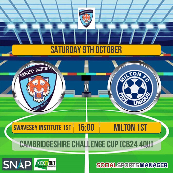 SwavOfficial's tweet photo. Saturday: First Team host higher league opposition in the cup @miltonfc_ 
Ressies travel to @WolvesMens for a local derby in 4B 💙#UpTheSwavo https://t.co/RXTvXjD12D