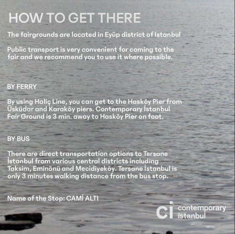 Contemporaryist's tweet photo. How to get to the fairground.
Etkinlik alanına nasıl gelirim?
#contemporaryistanbul #ci16th #ci2021 #akbanksanat #tersaneistanbul #mobilet https://t.co/mOPp3TXu6X