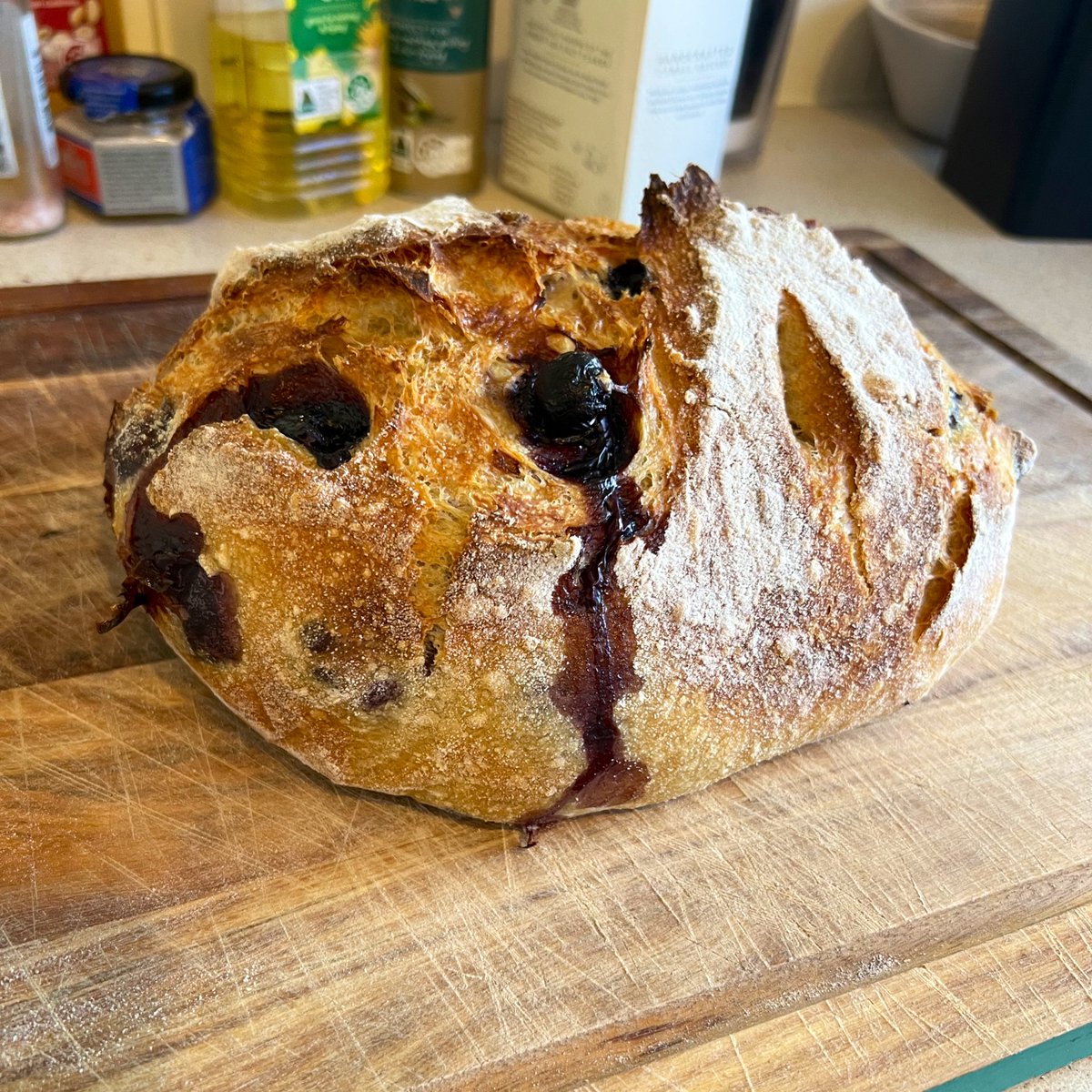 Been making a lot of bread since ACT went into lockdown but I was getting bored making the same recipe so today I made a lemon and blueberry sourdough!