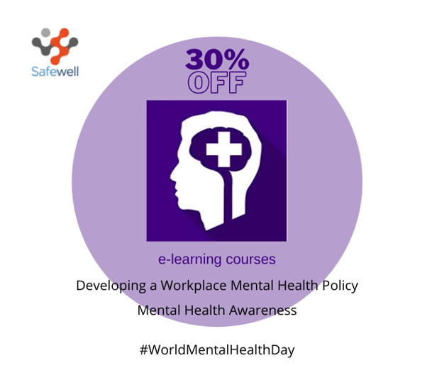 SafewellOHS's tweet photo. In support of #WorldMentalHealthDay on Sunday 10th Oct, we're giving a 30% discount on e-learning courses to help address the impact of #mentalhealth in the workplace. Enter code WMHD21 when buying online - until 12th Oct. https://t.co/OiKzyOi08a https://t.co/bZSBCt1rPo