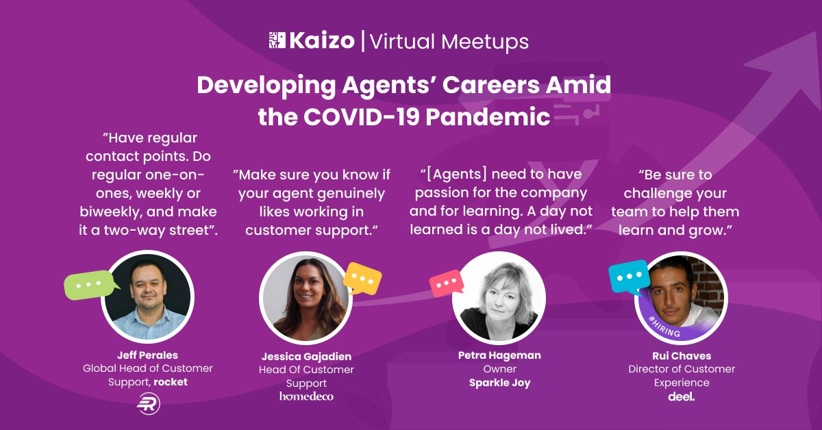 KaizoHQ's tweet image. 🎙️We’re excited to give you a recap of our second webinar, Developing Agents’ Careers Amid the COVID-19 Pandemic! Our speakers did an amazing job at sharing their tips and here are some of their insights:

#customersupportweek #2021supported