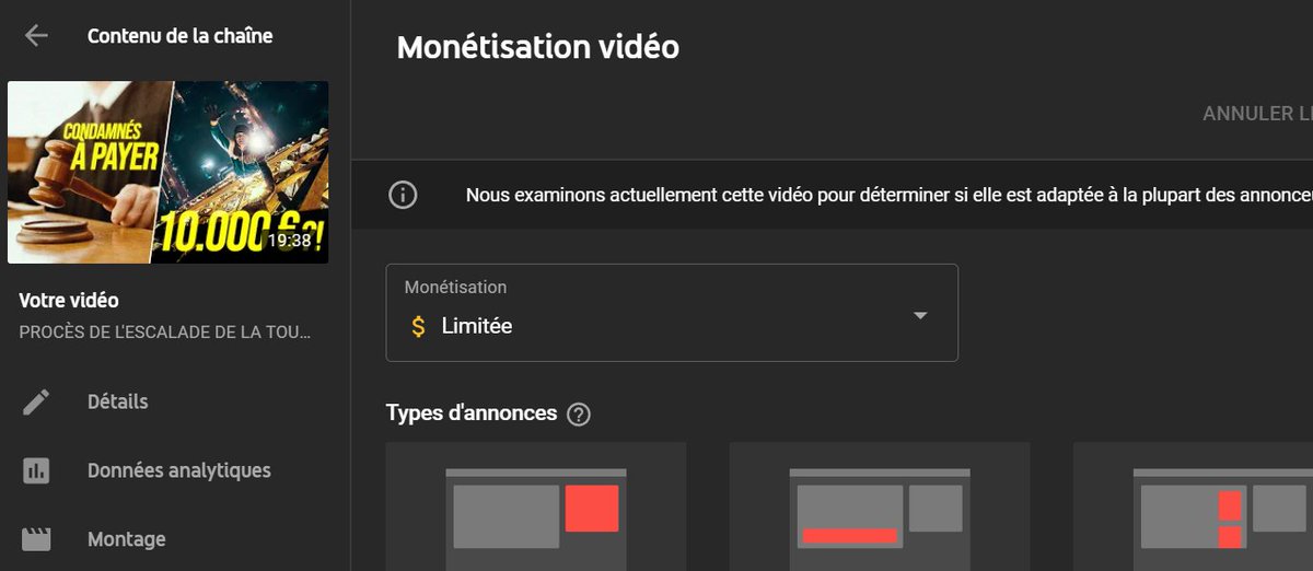 ClementHTR's tweet photo. Coucou @YTCreateurs je comprends que certains de nos contenus soient limités mais nous mettre systématiquement en monétisation limitée UNE FOIS QUE LA VIDEO EST SORTIE c'est usant à la fin.
D'autant plus sur une vidéo blabla -sans grimpe- qui parle d'un procès qu'on a gagné ! 1/4 https://t.co/L4KuPqd8cH