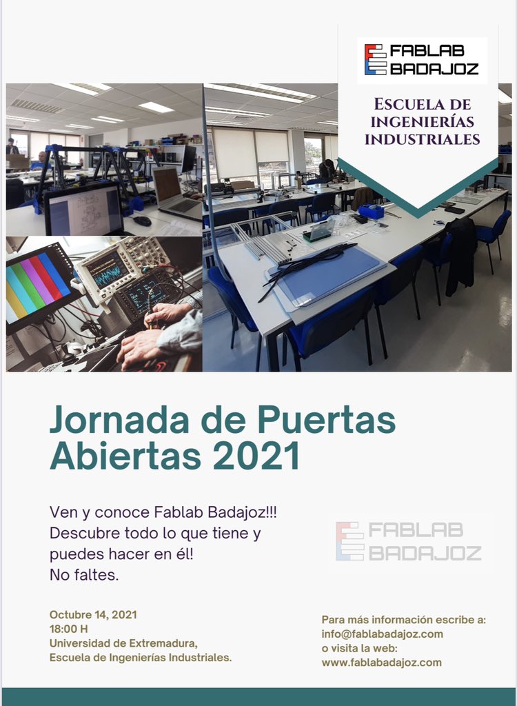 FablabBadajoz's tweet photo. Jornada de Puertas abiertas en wl @FablabBadajoz @eii_uex @infouex https://t.co/AkNfPaKYcx