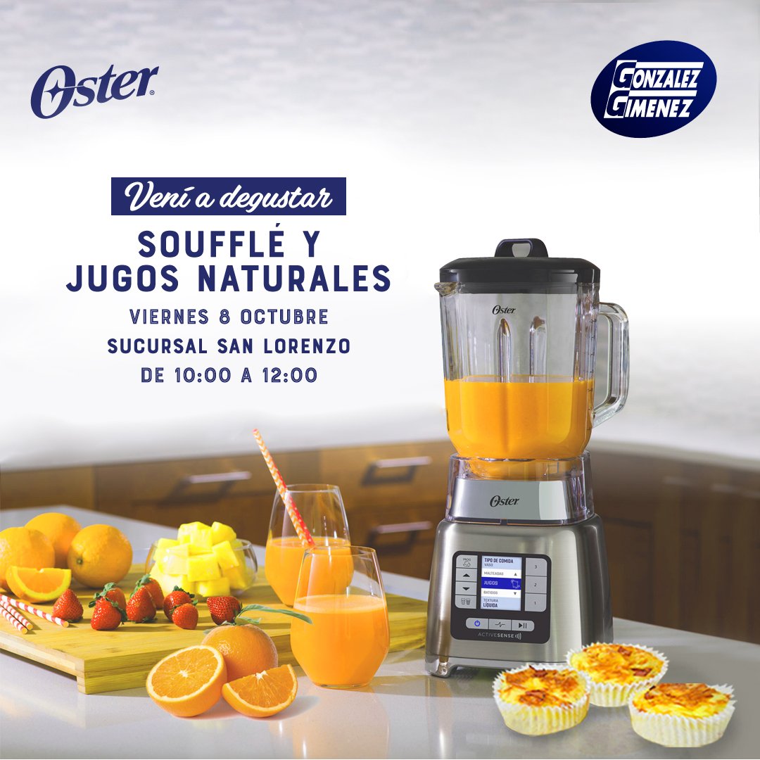 Abacel's tweet photo. Hoy invitamos a disfrutar de unos deliciosos Soufflés acompañado de los mejores jugos naturales 🍹

De de la mano de @osterlatino y @grupogonazlezgimenez 

⏲️Viernes 8 de octubre desde las 10 a 12hs 

📍 Sucursal - San Lorenzo https://t.co/s92vuG3qqi