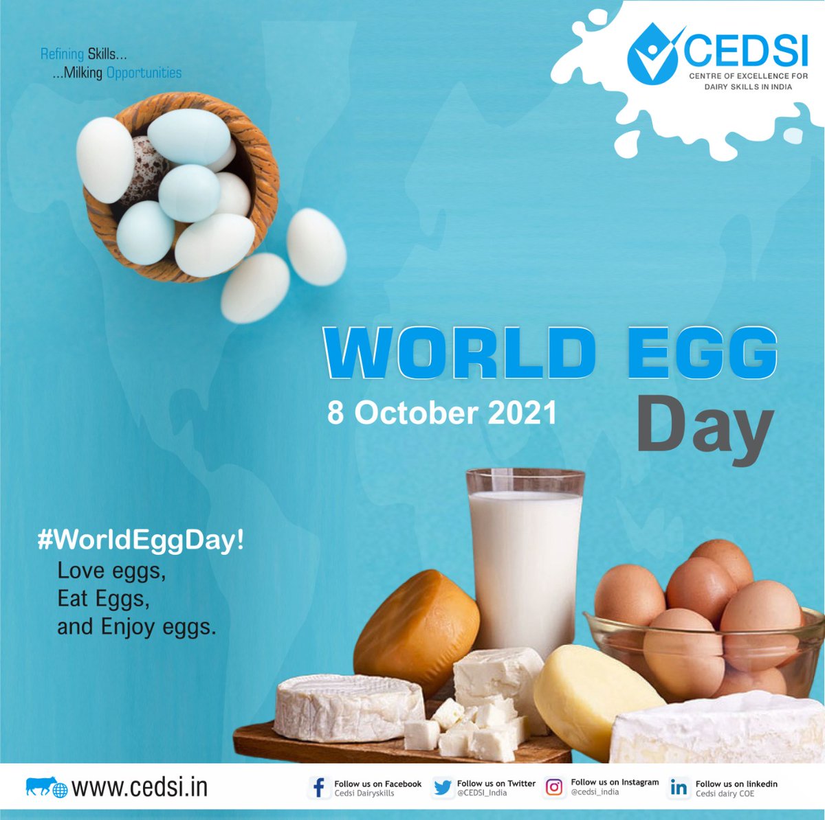 CEDSI_India's tweet photo. On world egg day, Lets appreciate
the importance of eggs in our daily
lives.
Love eggs,eat eggs and enjoy eggs.
World Egg Day
#cedsi #SkillIndia #worldeggday #addegg #daily #loveeggs #eateggs #enjoyeggs #stayhealthy #staysafe https://t.co/SU9OlkyNxg