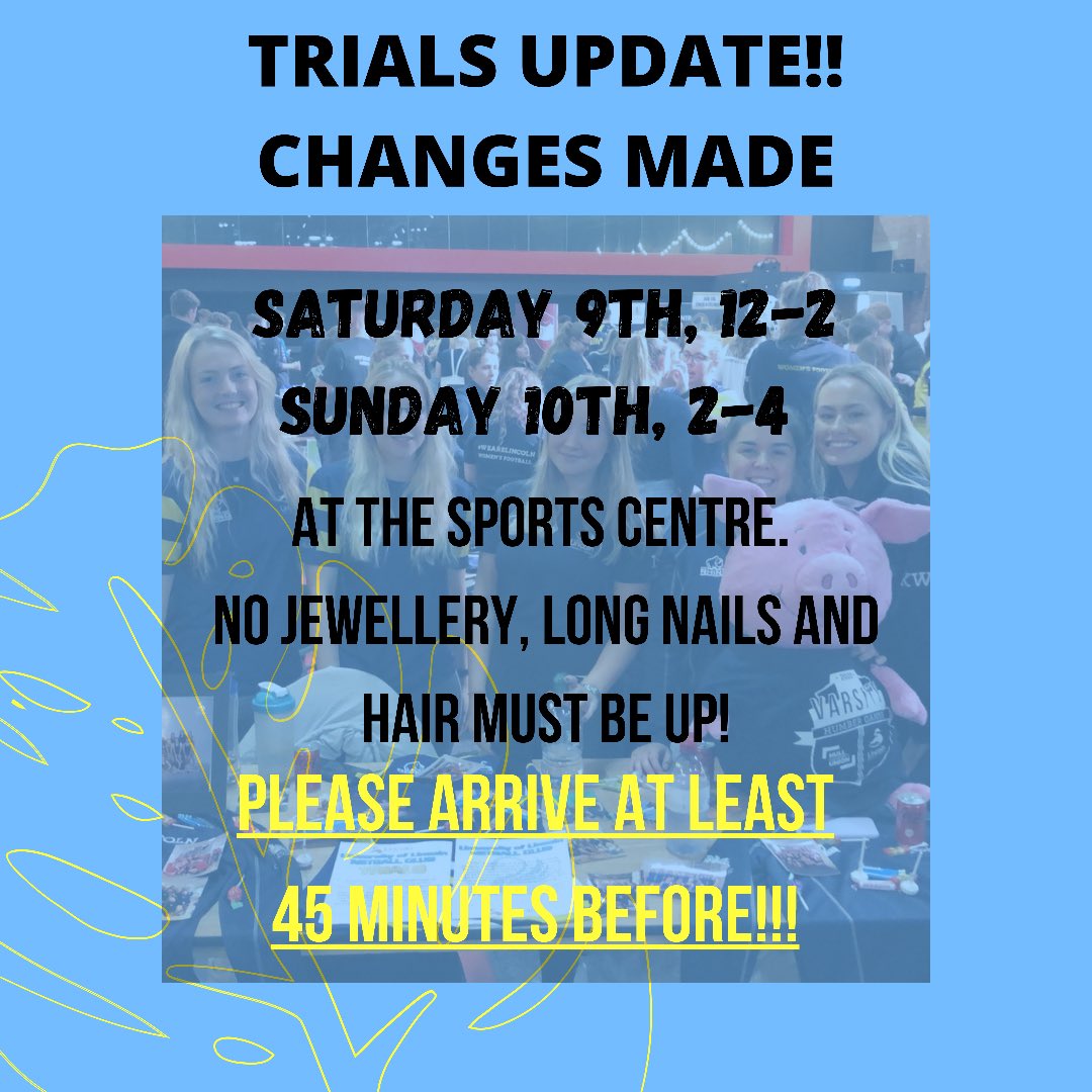 ‼️We are asking everyone to turn up 45 MINUTES BEFORE EACH SESSION for trials this weekend instead of the initial 15. Sorry for any confusion these changes have caused. Looking forward to seeing you all!!
