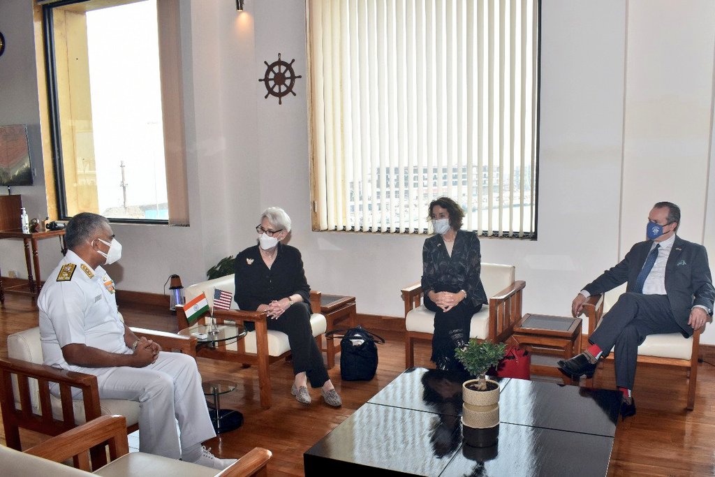 Ambassador Wendy Sherman, Deputy Secretary of State, accompanied by a high-level US delegation, visited Headquarters, Western Naval Command (HQWNC) at Mumbai yesterday on 07 Oct 21 and interacted with Vice Admiral R Hari Kumar, FO Commanding-in-Chief, Western Naval Command...