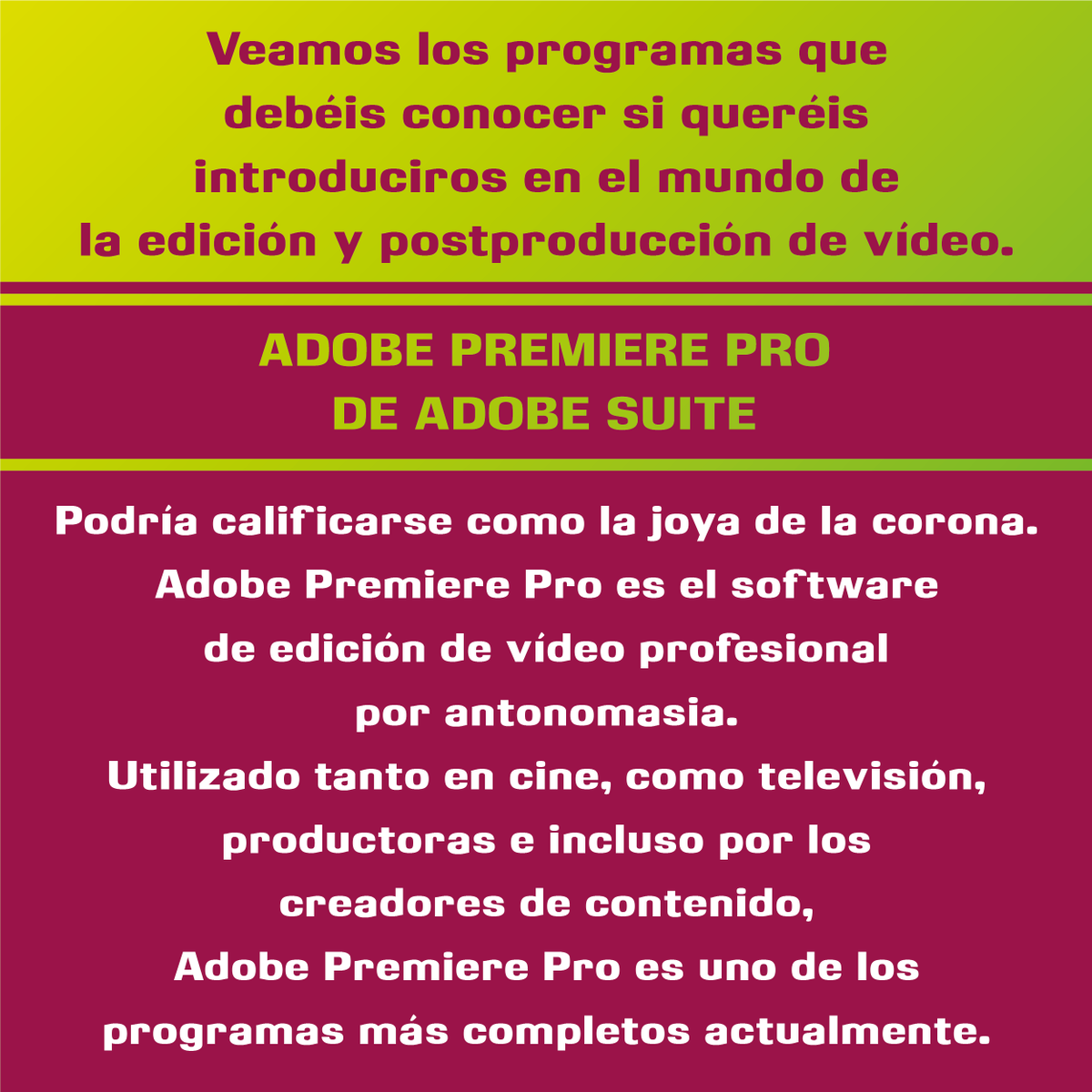 GoldenBoxVS's tweet photo. Que programas debes conocer para la edición de vídeo. 

https://t.co/nAU0zsMmG0

#GoldenBoxVS   #imagenpersonal #diseñodemarca  #contenidodigital #diseñodeimagen #identidadcorporativa  #avid #adobepremiere #edición #ediciondevideos #finalcutpro #sonyvegas #tecnologia https://t.co/Tagb7zRRHz