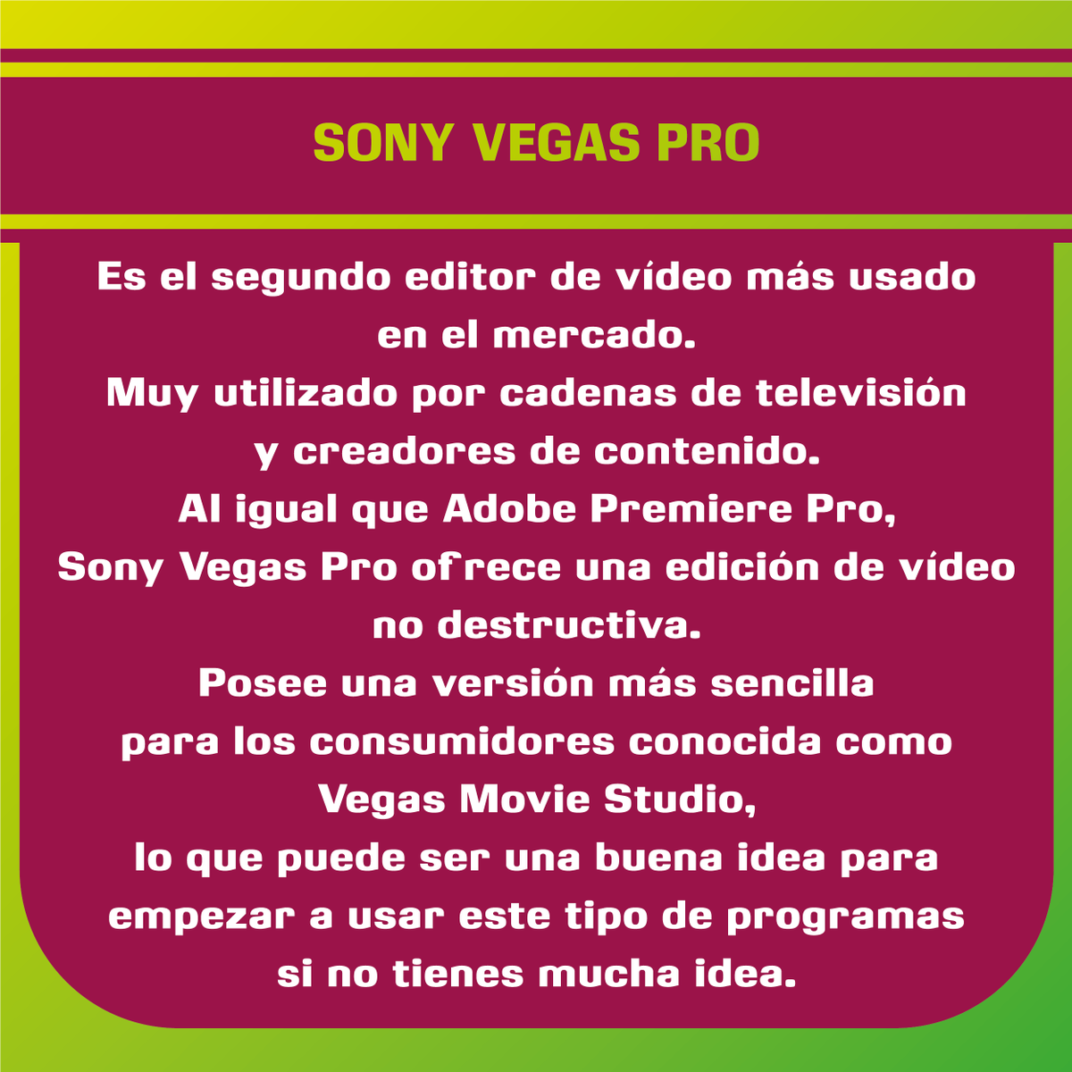 GoldenBoxVS's tweet photo. Que programas debes conocer para la edición de vídeo. 

https://t.co/nAU0zsMmG0

#GoldenBoxVS   #imagenpersonal #diseñodemarca  #contenidodigital #diseñodeimagen #identidadcorporativa  #avid #adobepremiere #edición #ediciondevideos #finalcutpro #sonyvegas #tecnologia https://t.co/Tagb7zRRHz