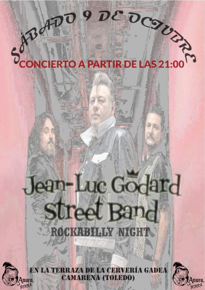RocketCarabanch's tweet photo. Mañana, sábado 9 de octubre concierto de la @JLG_SB en Camarena (Toledo).
#Rockabilly #RockabillyProtesta #Toledo #Conciertos #Rockers #RnR #Psychobilly #Rockin https://t.co/7bOPS0J9UI
