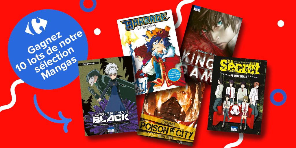 CarrefourFrance's tweet photo. [JEU CONCOURS]

Méga fan de #Manga ? 😄

On vous fait gagner 10 lots de 5 mangas des éditions @ki_oon_Editions  
 
Pour participer RT &amp; follow 🤞 
Tirage au sort le 18 octobre 🍀 https://t.co/StJ57yBMIu